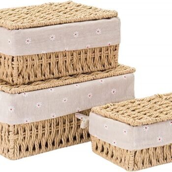 Rectangular Woven Storage Basket for Decorative Home and Everyday Organization