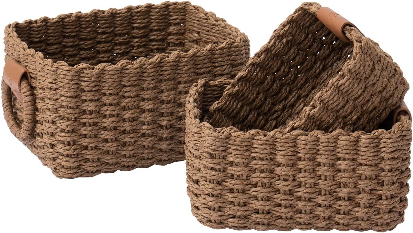Recycled Woven Storage Organizer for Cupboards, Shelves and Home Organization