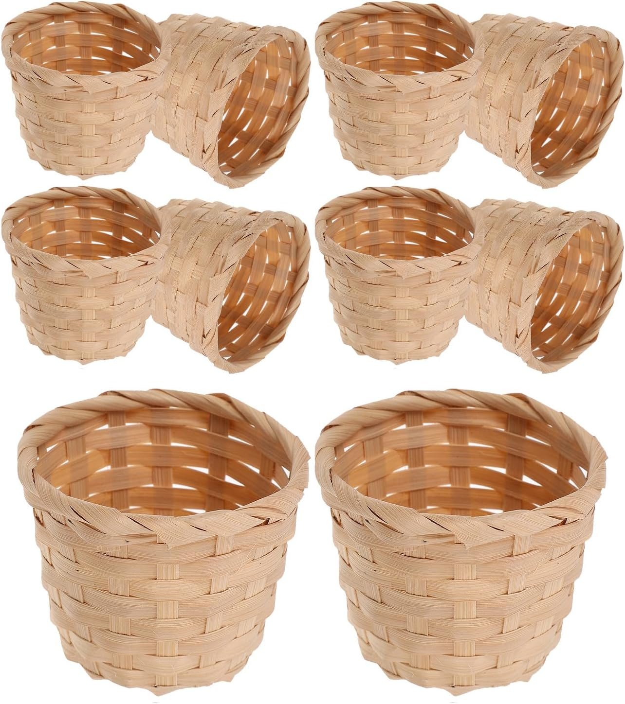 10Pcs Mini Woven Bamboo Storage Baskets Portable Small Shelf Baskets for Fruit Pen Home Office Desktop Supply 2.9 x 2.9 x 2.4 Inch