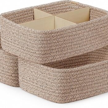 Small Woven Storage Baskets for Shelves, Desks and Home Organization
