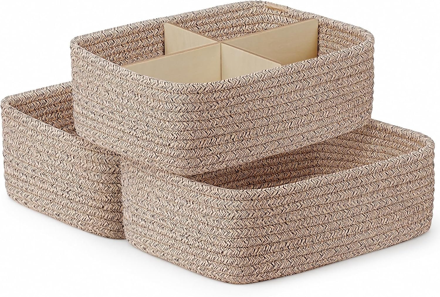 Small Woven Storage Baskets for Shelves, Desks and Home Organization