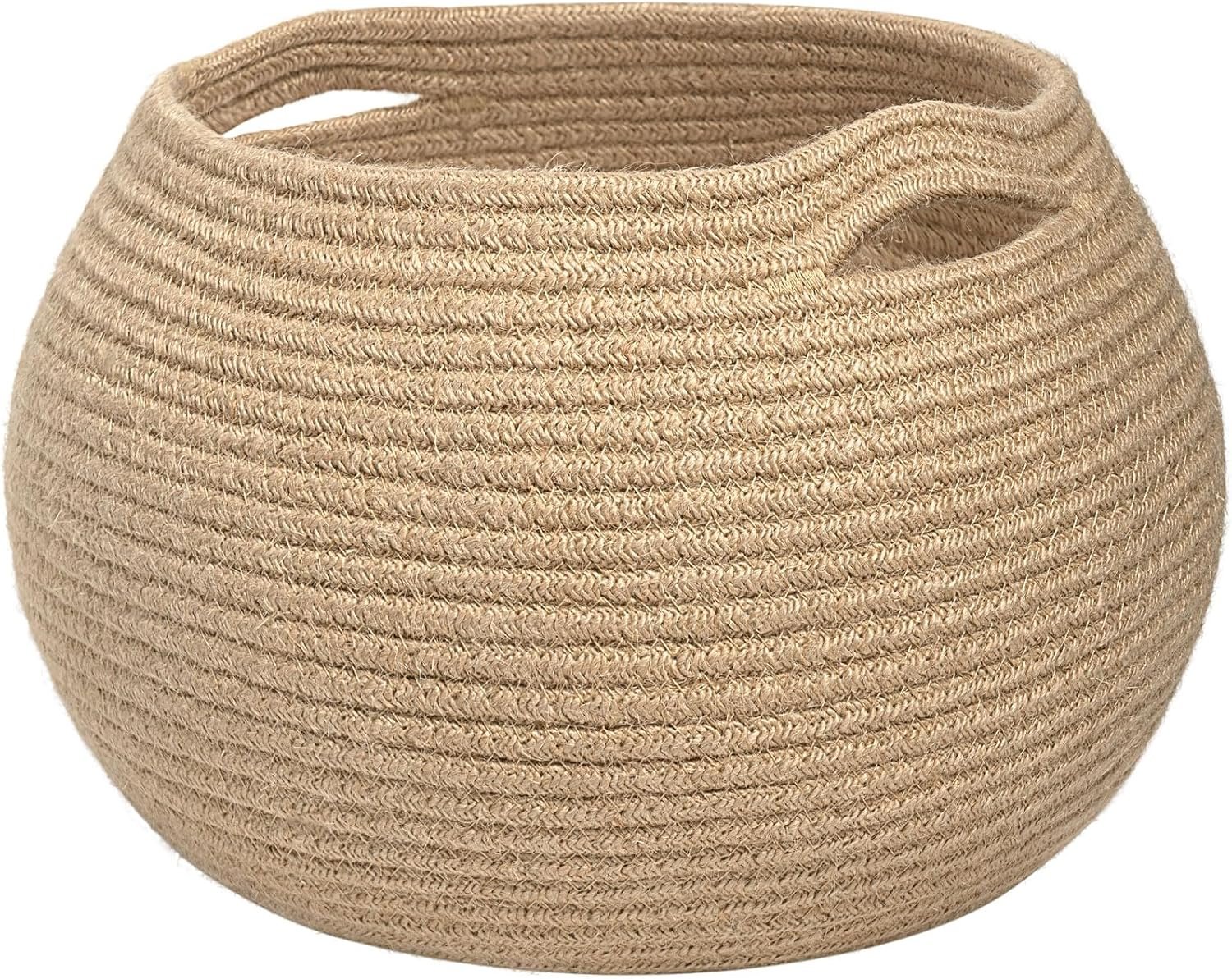 Cute Round Woven Storage Basket for Bedroom, Nursery and Home Organization