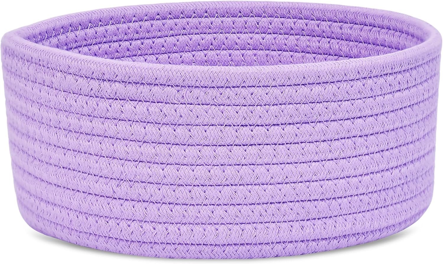Small Woven Basket, Empty Tiny Shallow Storage Basket, Mini Cotton Rope Baskets, Round Decorative Hamper, Basket Storage Bins for Toys, Spa, Socks, Nursery, Living Room