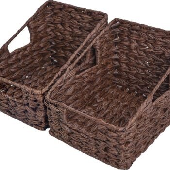 Woven Storage Baskets with Handles for Bathroom, Bedroom and Home Organization