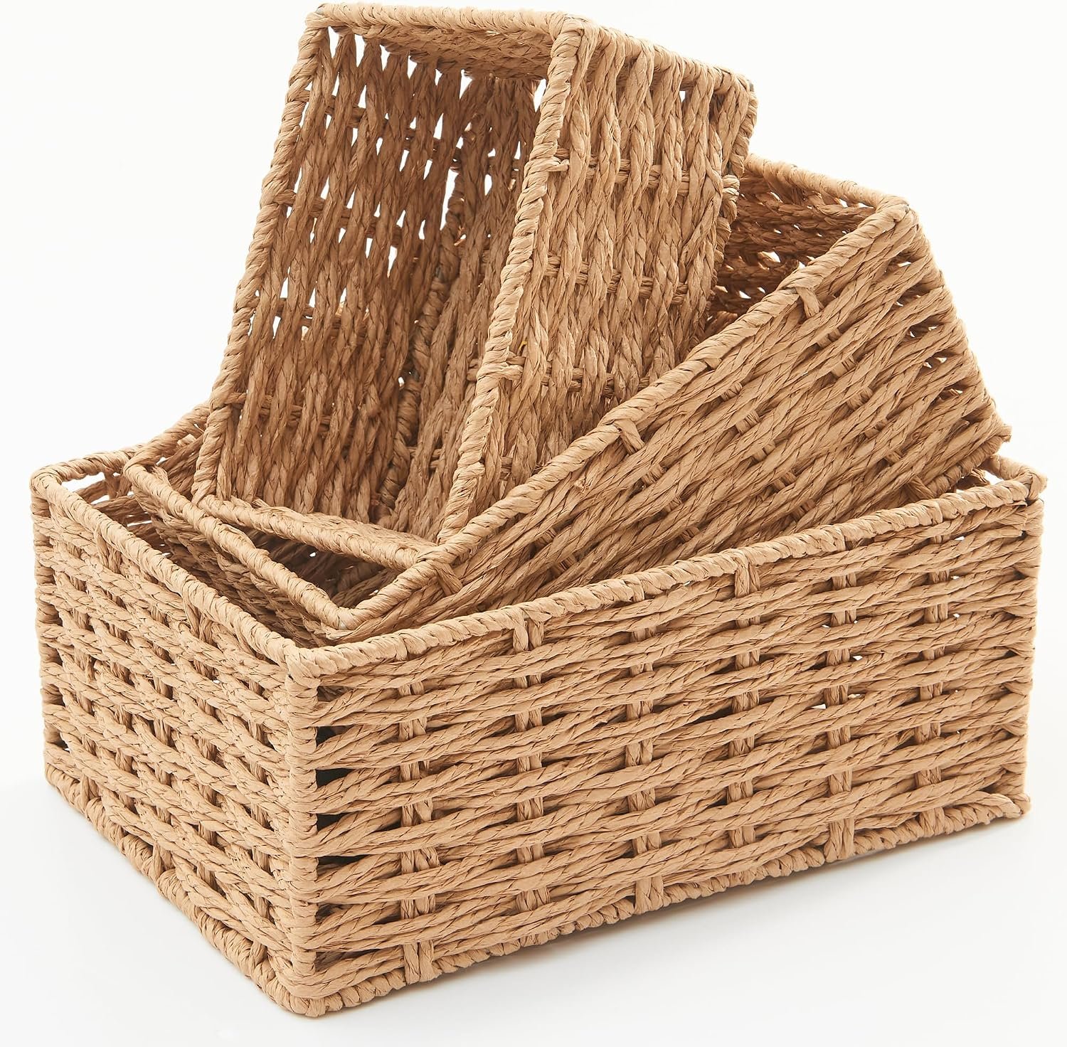 Small Wicker Storage Basket for Desk, Shelf and Home Organization