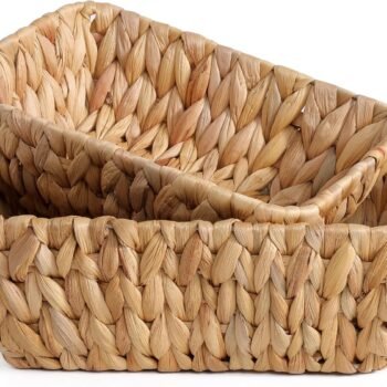 Small Wicker Baskets for Organizing 2 Pack, Hand Woven Baskets for Storage, Towels and Toilet Paper Organization, Woven Gift Basket,Countertop Baskets Set for Organizing